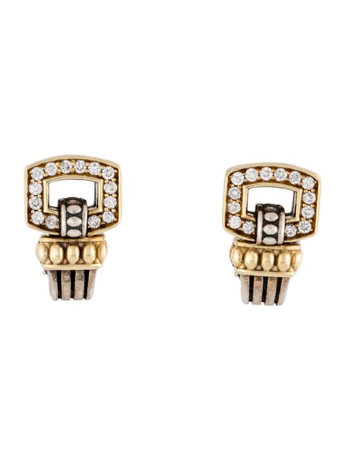 Lagos Diamond Square Buckle Drop Clip-On Earrings