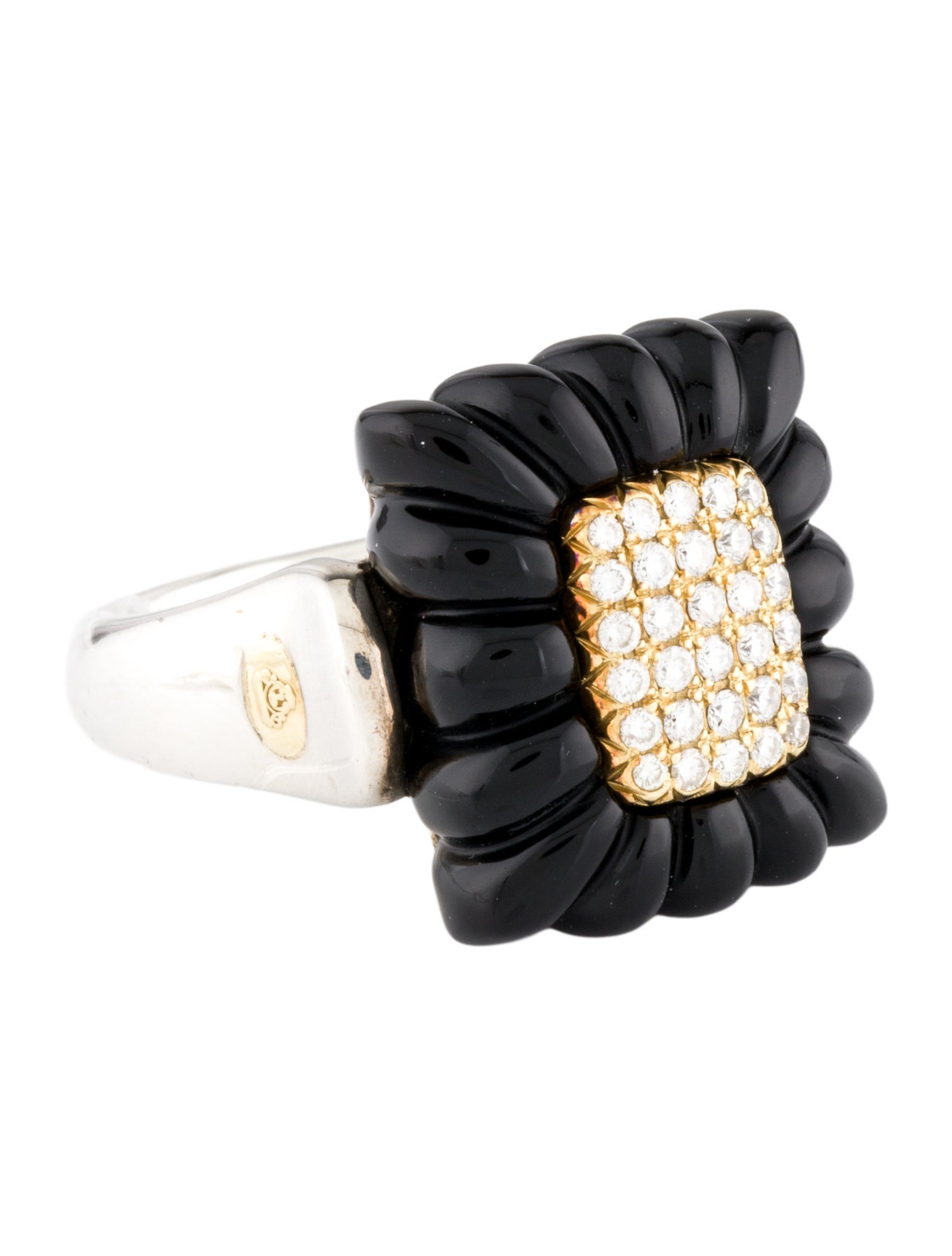 Lagos Onyx & Diamond Caviar Cocktail Ring