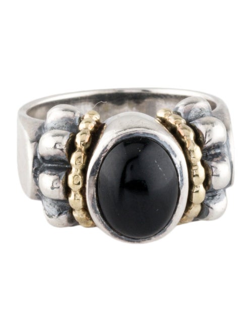 Lagos Two-Tone Onyx Caviar Cocktail Ring