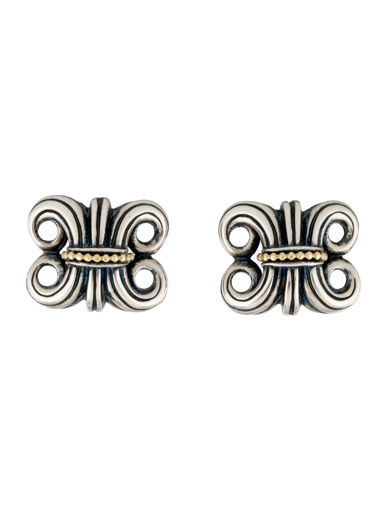 Lagos Two-Tone Scroll Earclip Earrings