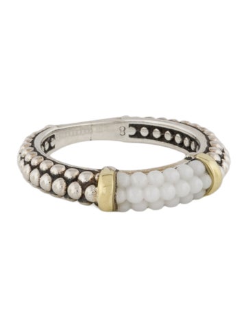 Lagos Band Ceramic Two-Tone Caviar Stacking Ring 8