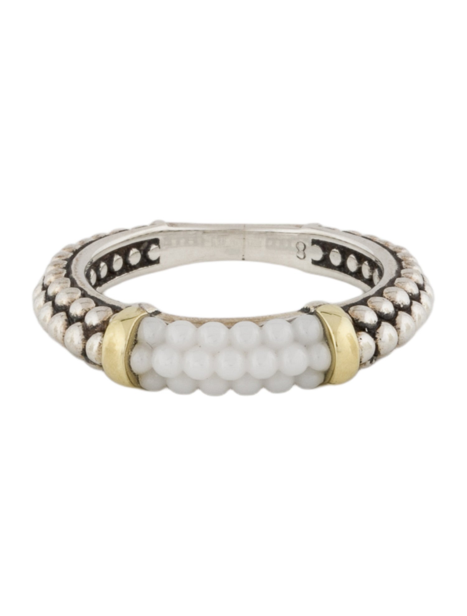 Lagos Ceramic Two-Tone Caviar Stacking Ring