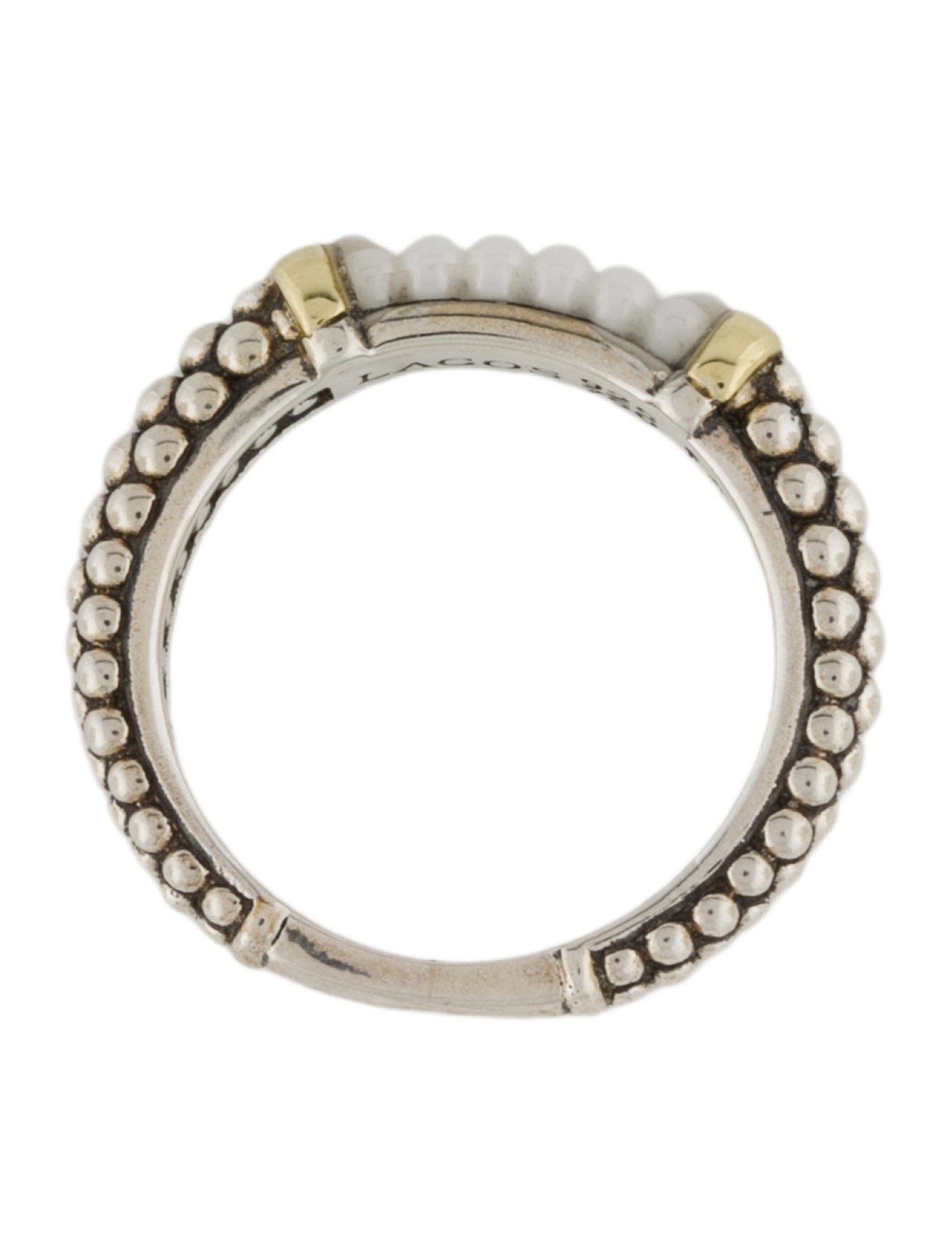 Lagos Ceramic Two-Tone Caviar Stacking Ring