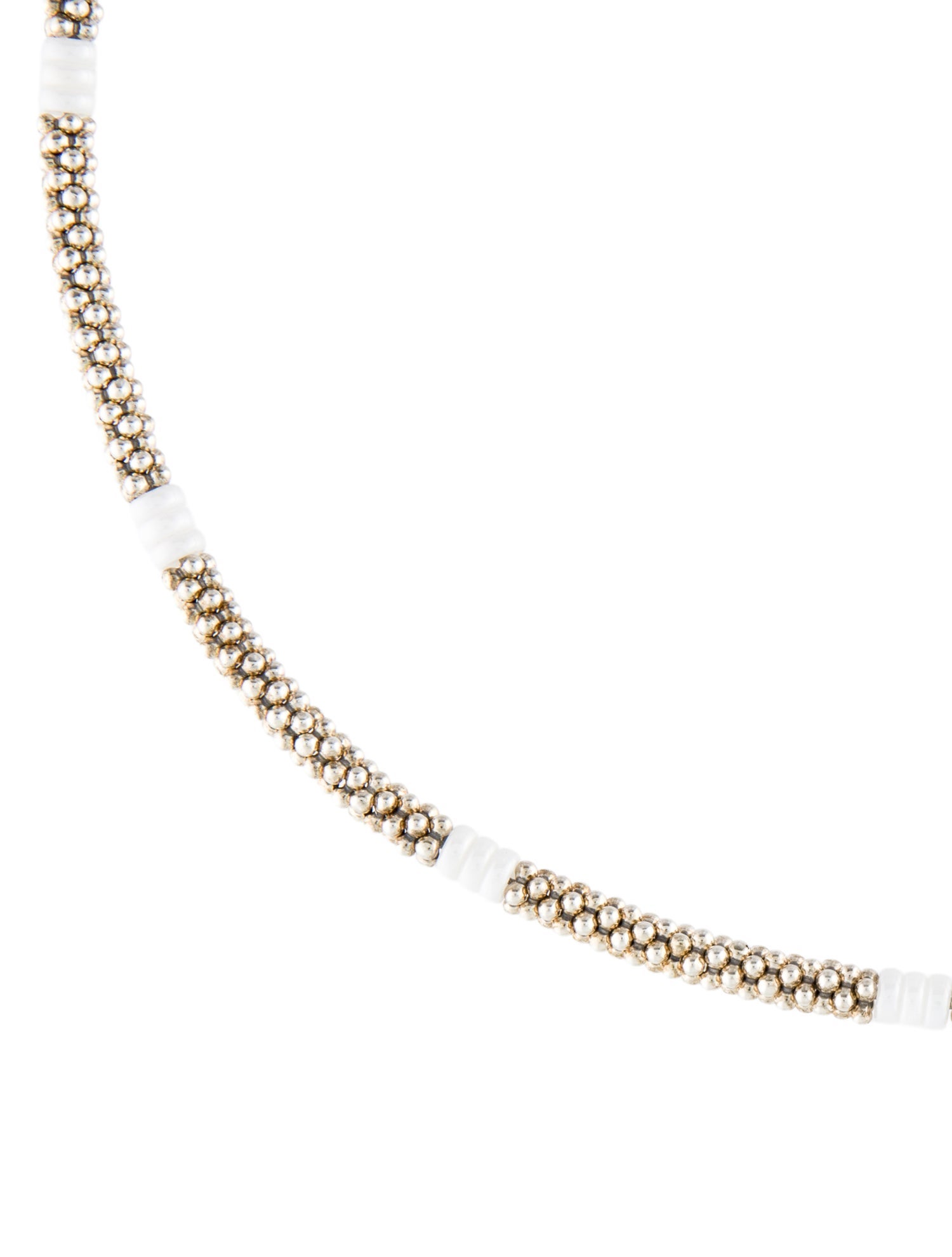 Lagos White Ceramic Three Bead Station Caviar Necklace