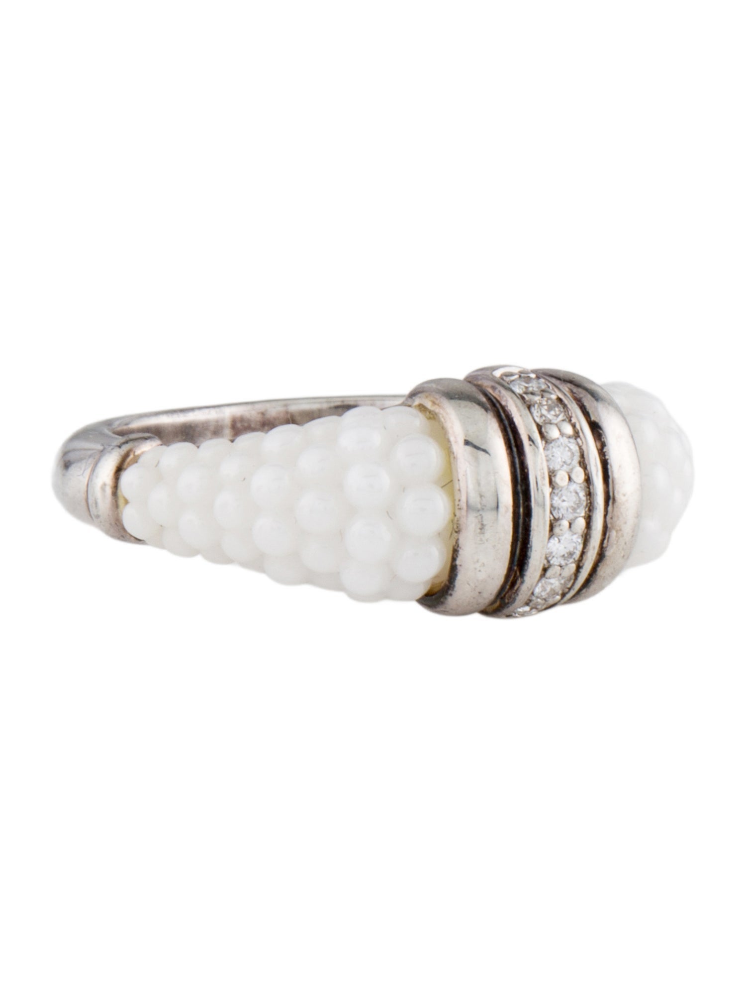 Lagos Ceramic White Diamond Stacking Ring