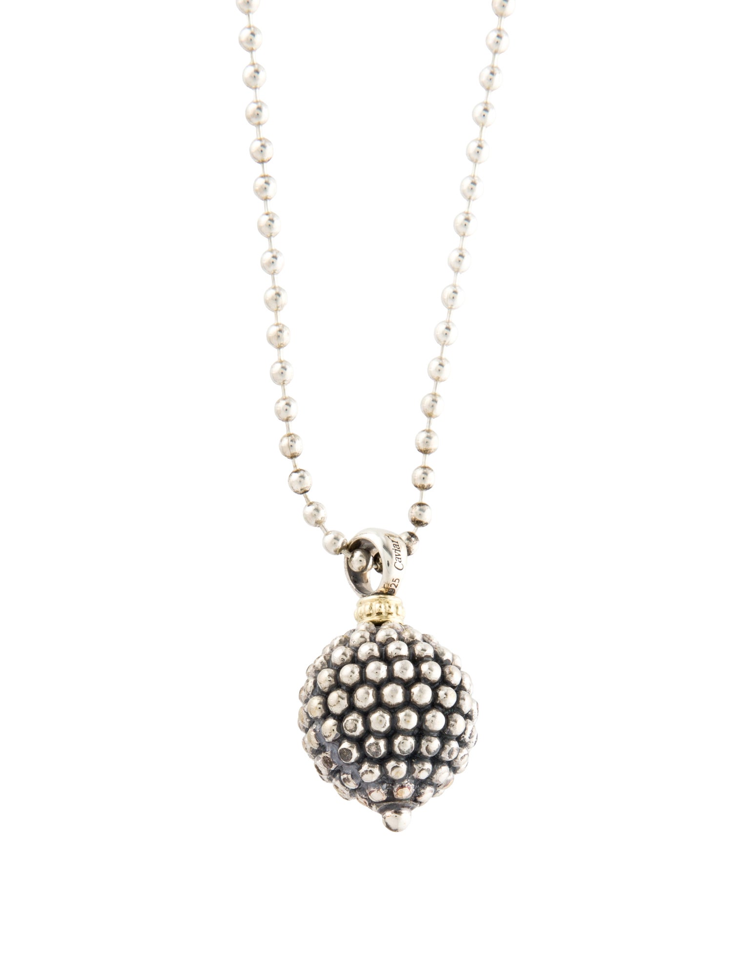 Lagos Two-Tone Caviar Ball Pendant Necklace