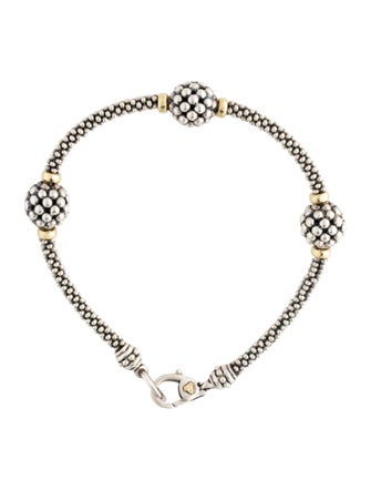 Lagos Two-Tone Three Station Caviar Beaded Bracelet