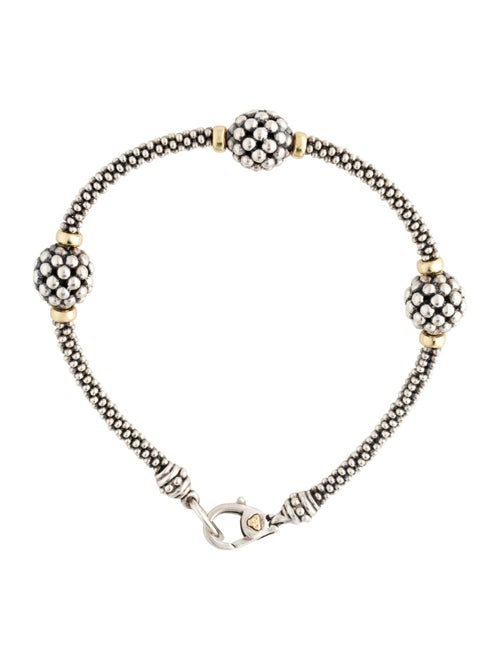 Lagos Two-Tone Three Station Caviar Beaded Bracelet