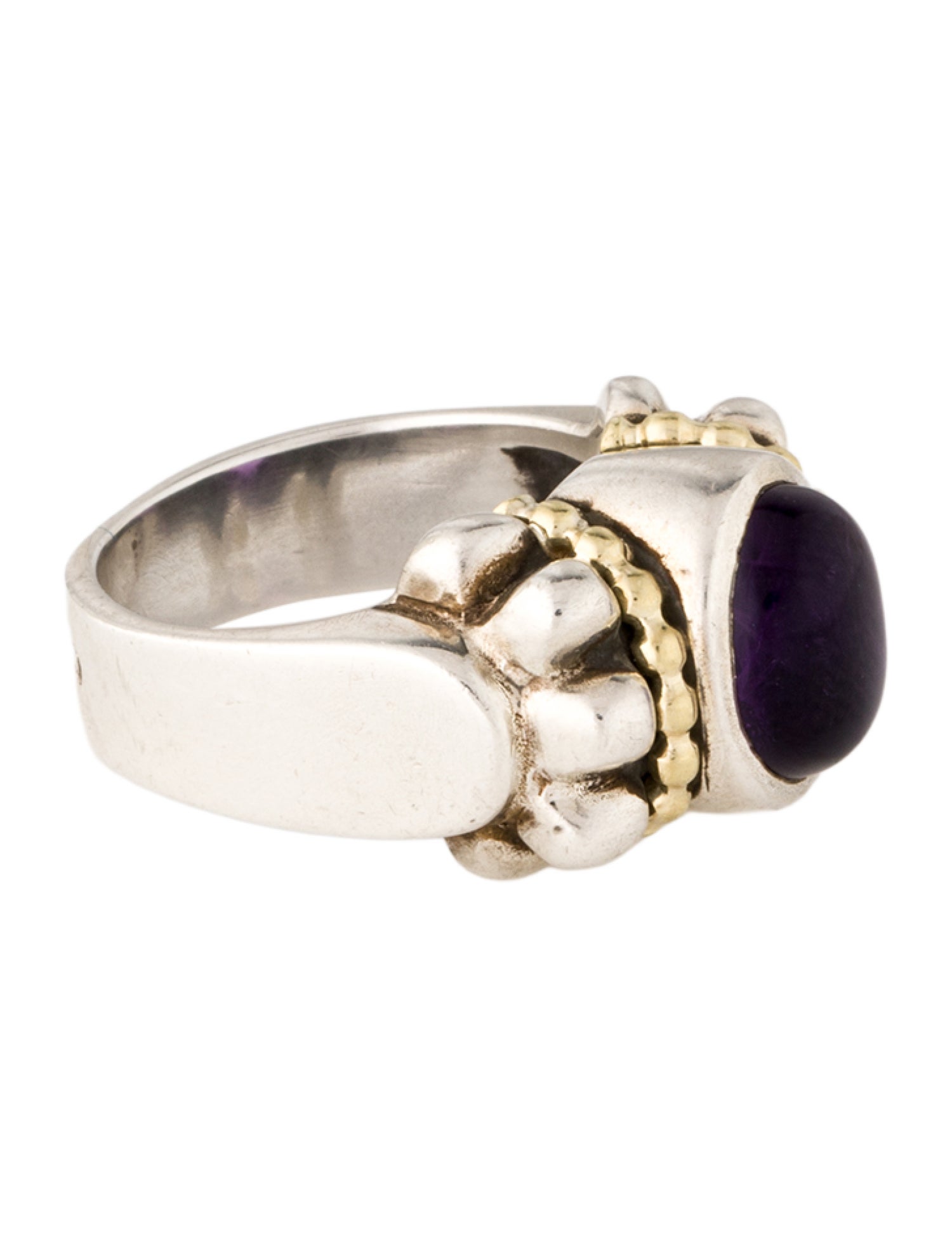 Lagos Amethyst Two-Tone Caviar Cocktail Ring