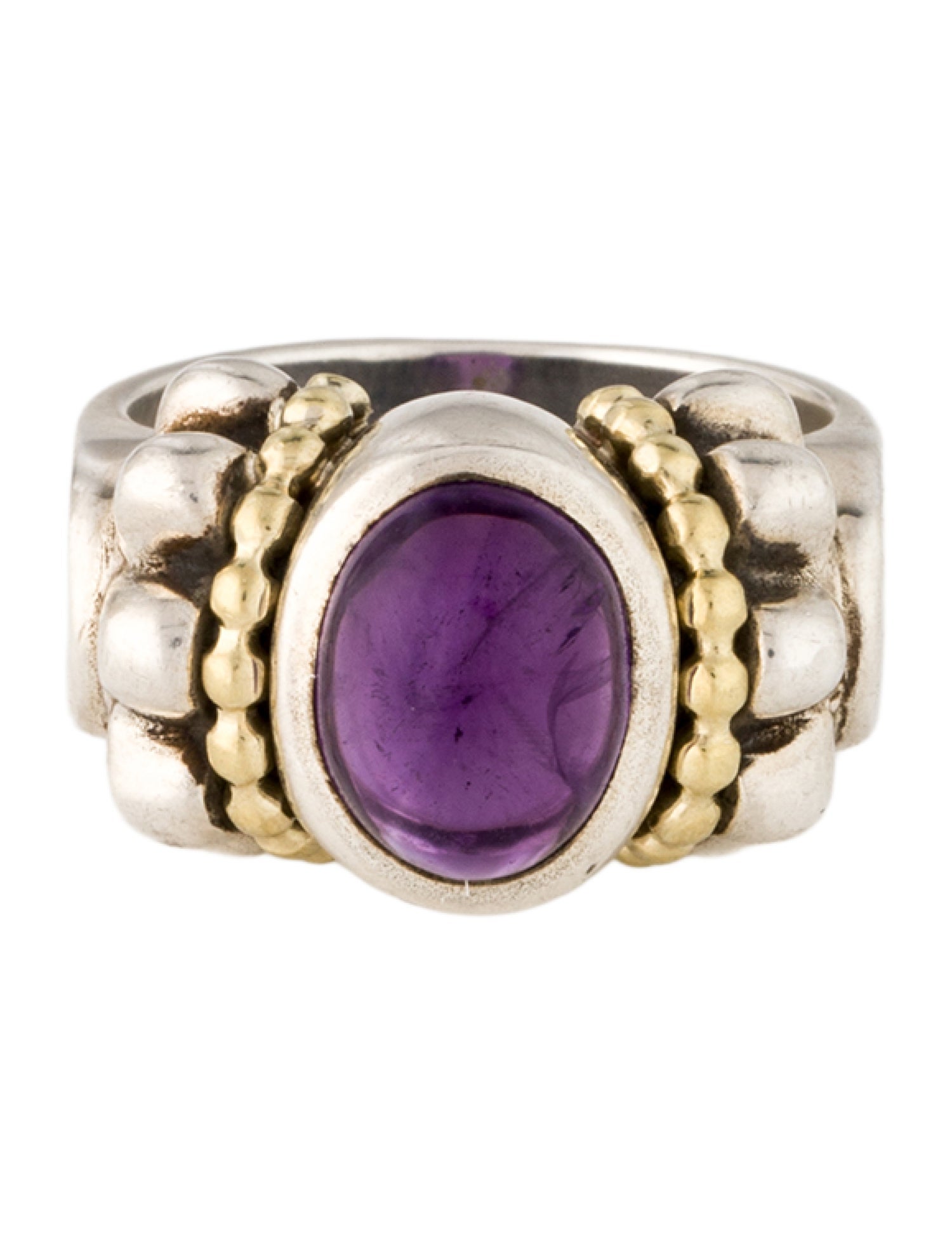 Lagos Amethyst Two-Tone Caviar Cocktail Ring