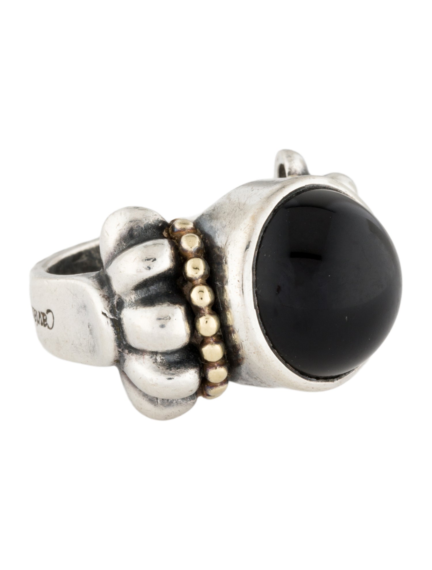 Lagos Two-Tone Onyx Caviar Cocktail Ring