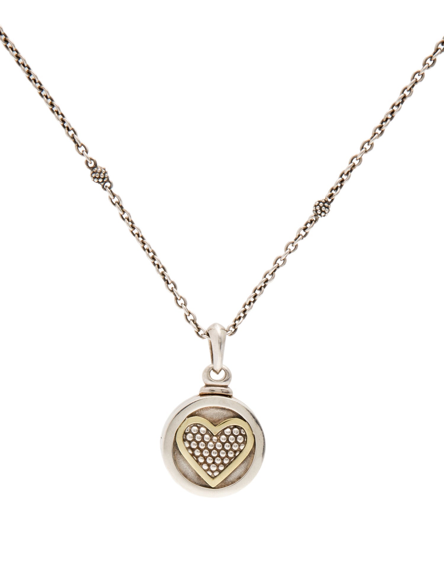 Lagos Two-Tone Heritage Heart Locket Pendant Necklace