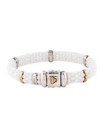 Lagos Two-Tone White Ceramic Beaded Bracelet