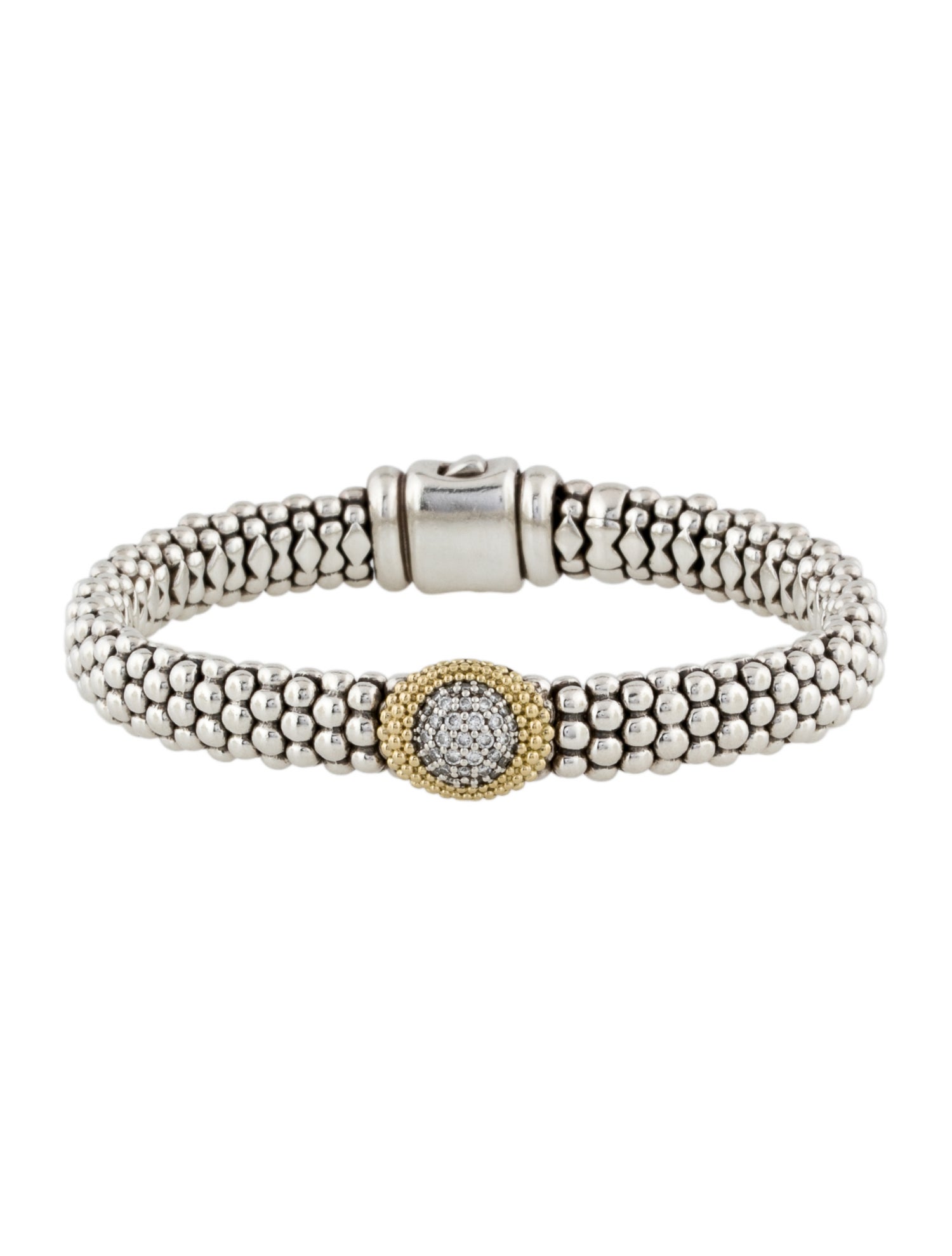Lagos Diamond Round Station Beaded Bracelet