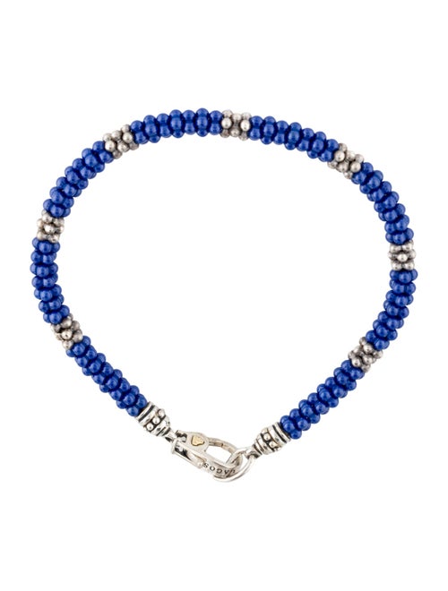 Lagos Ultramarine Seven Silver Station Ceramic Bracelet