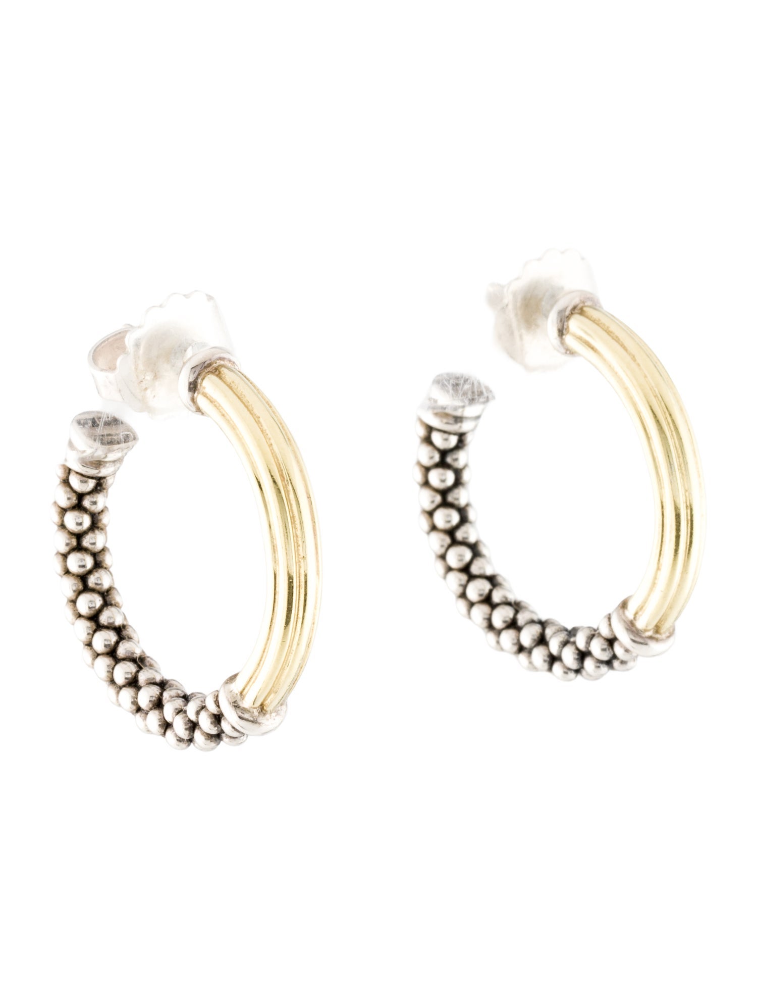 Lagos Two-Tone Caviar Hoop Earrings
