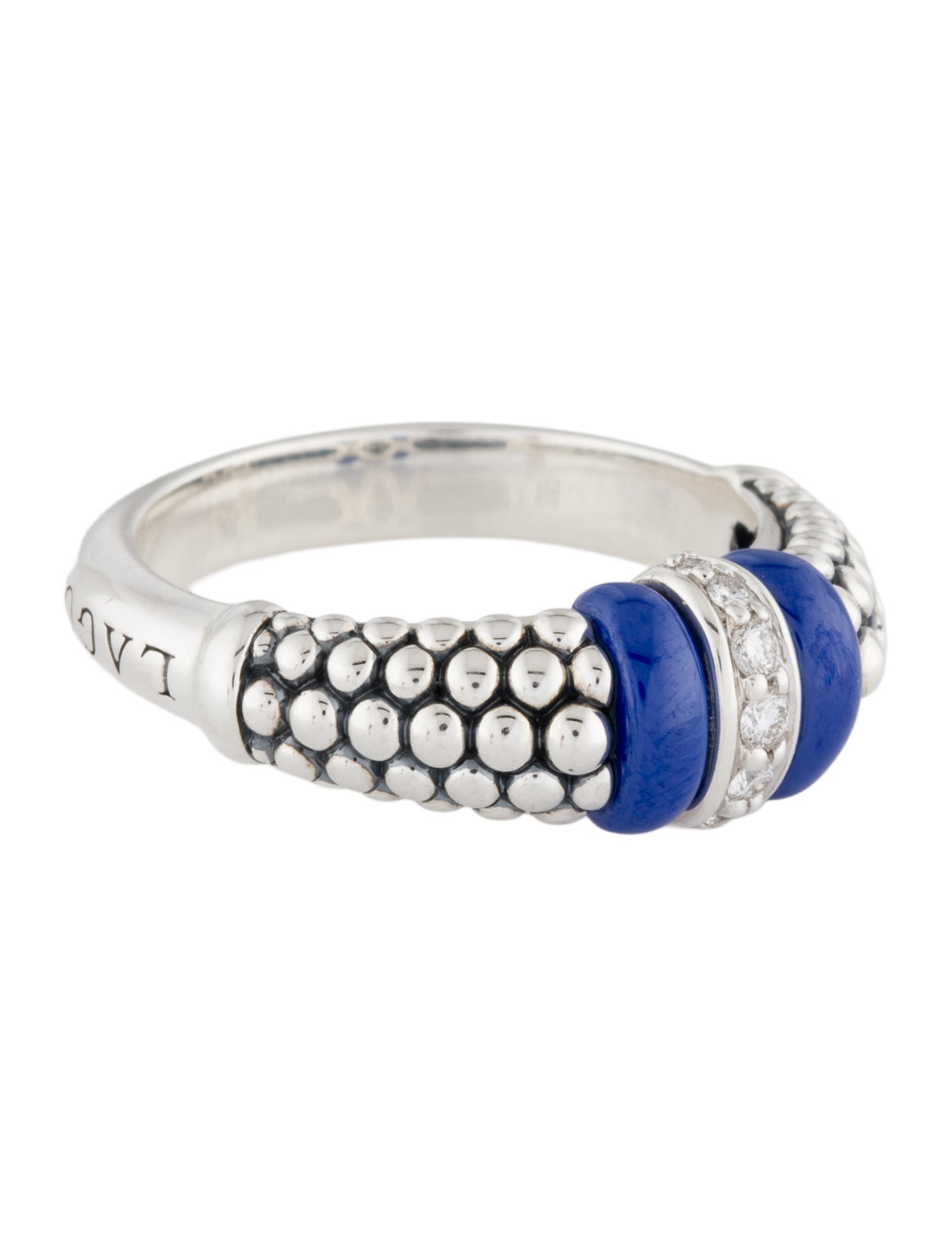 Lagos Diamond & Ceramic Ultramarine Caviar Ring