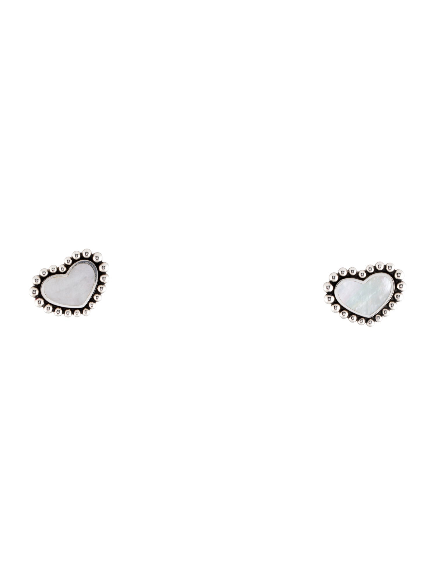 Lagos Mother of Pearl Caviar Heart Stud Earrings