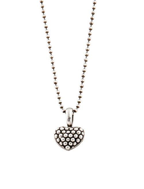 Lagos Caviar Beaded Heart Pendant Necklace