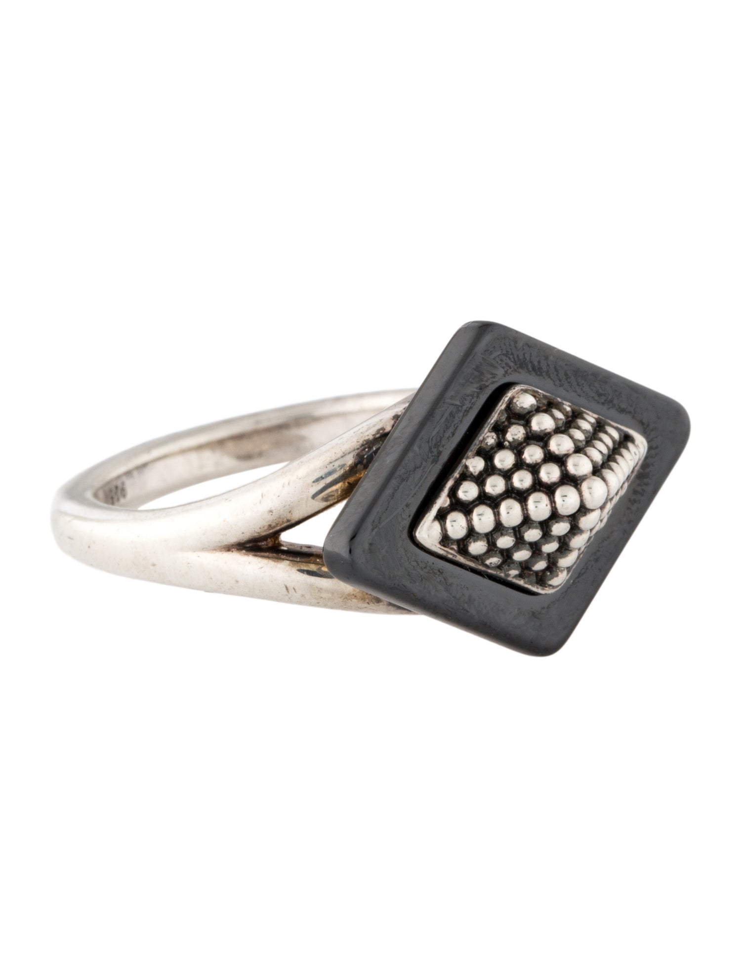 Lagos Ceramic Caviar Pyramid Ring