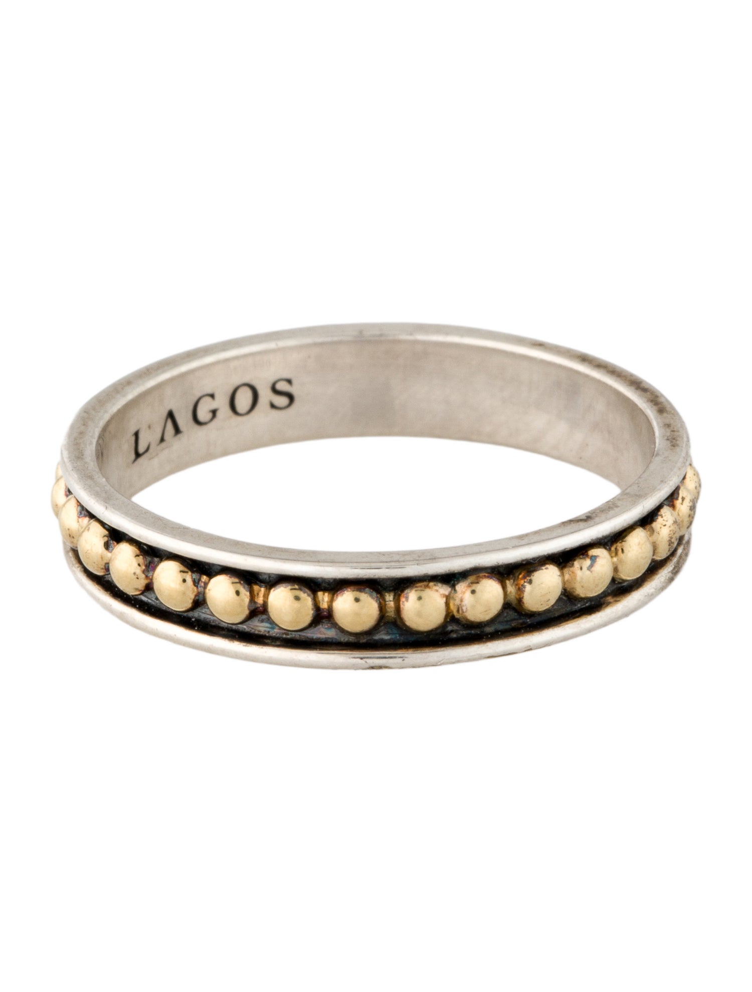 Lagos Two-Tone Beaded Stacking Ring