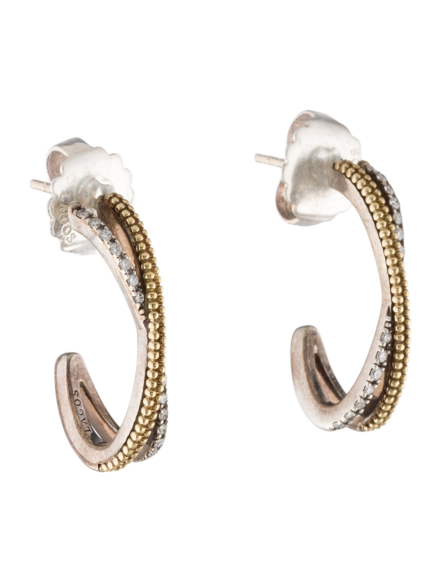 Lagos Diamond Caviar X Hoop Earrings