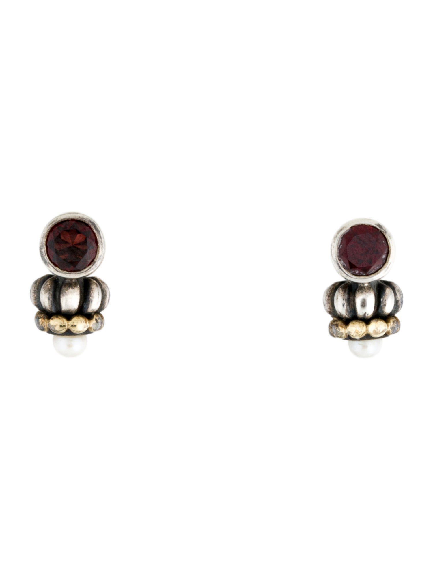 Lagos Pearl & Garnet Stud Earrings