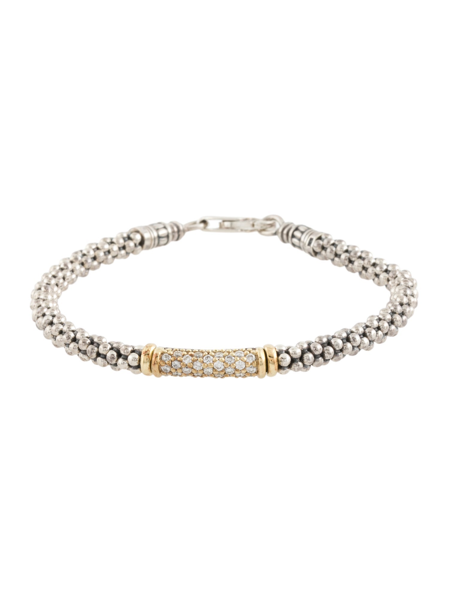 Lagos Diamond Two-Tone Caviar Station Bracelet