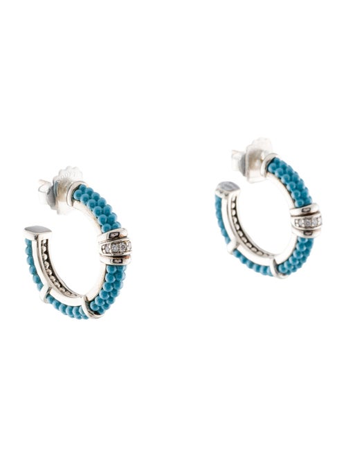 Lagos Diamond & Ceramic Caviar Hoop Earrings