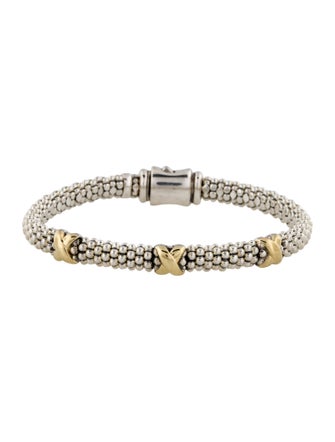 Lagos Two-Tone Three-Station X Caviar Bracelet