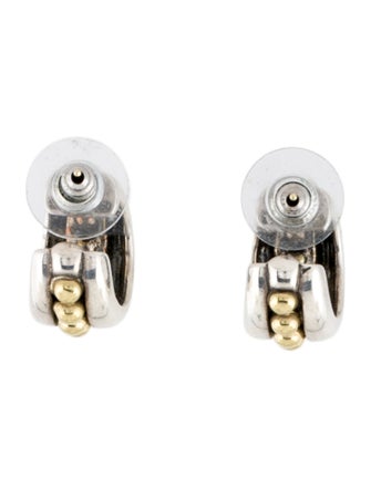 Lagos Two-Tone Caviar Hoop Earrings