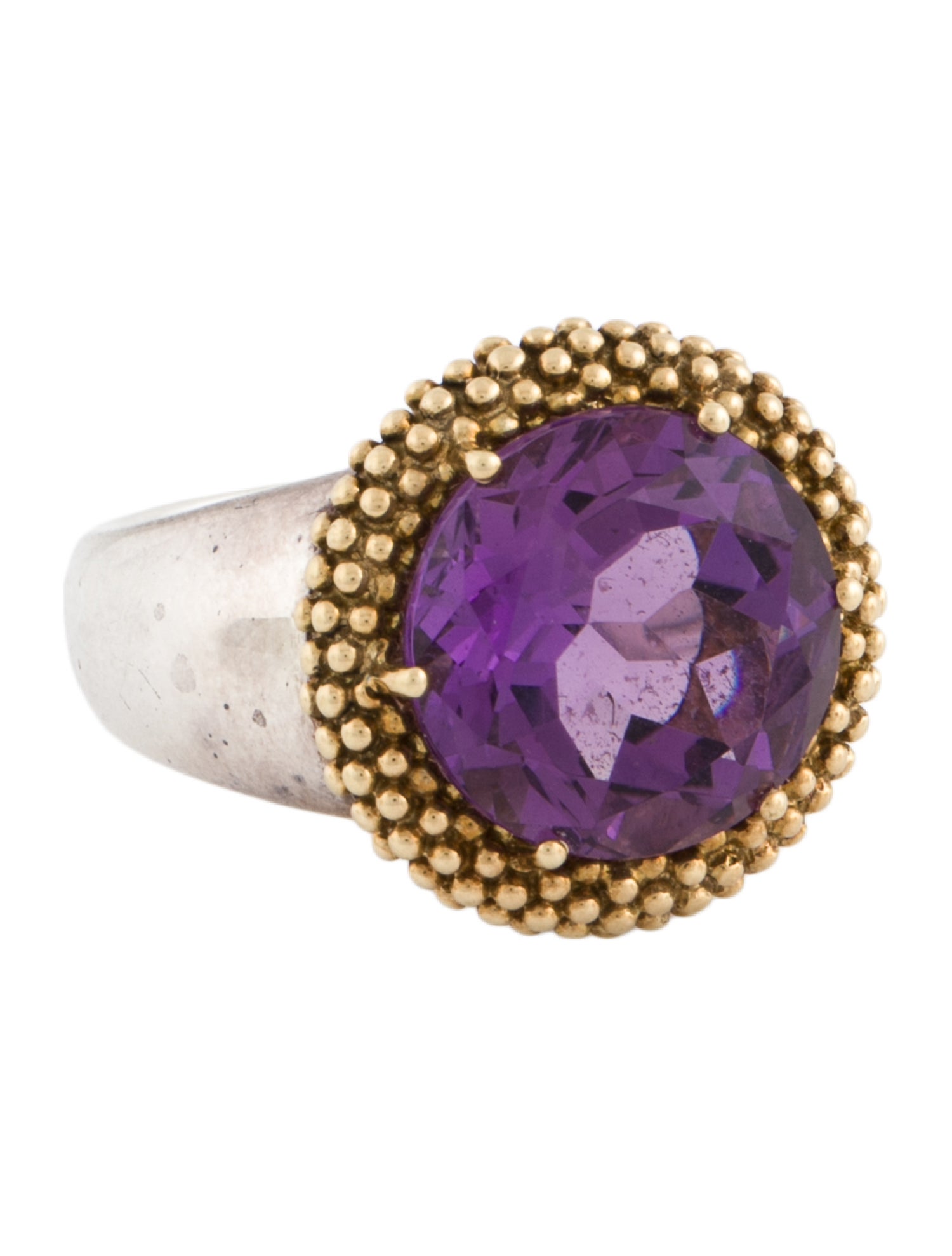 Lagos Two-Tone 5.42ct Amethyst Caviar Passion Ring