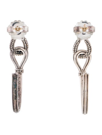 Lagos Caviar Beaded Fluted Elongated Hoops Earrings