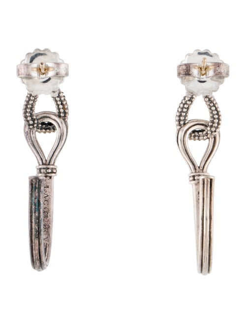 Lagos Caviar Beaded Fluted Elongated Hoops Earrings