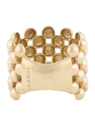 Lagos 18K Caviar Wide Beaded Ring