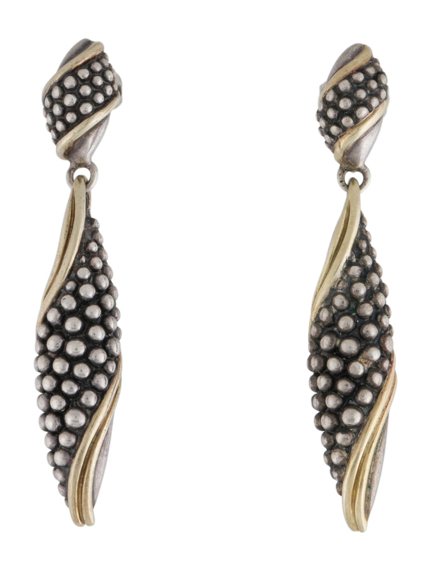 Lagos Two-Tone Caviar Beaded Teardrop Earrings