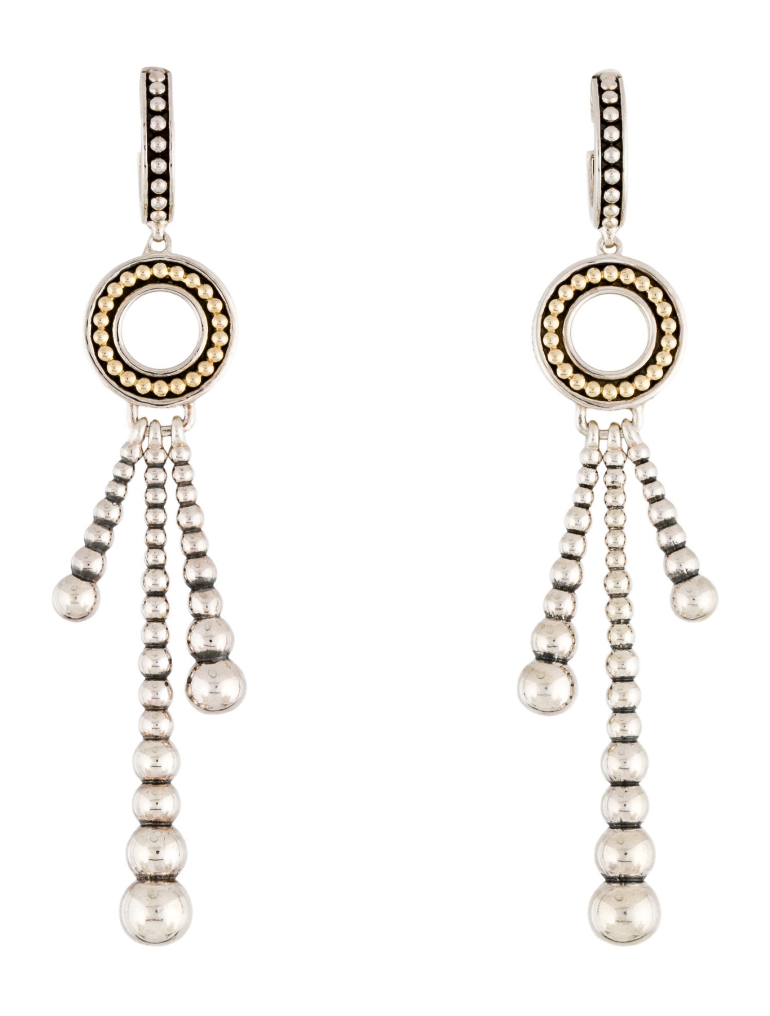 Lagos Two-Tone Caviar Beaded Drop Earrings