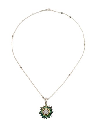 Lagos Abalone & Diamond Sun Pendant Necklace