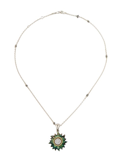 Lagos Abalone & Diamond Sun Pendant Necklace