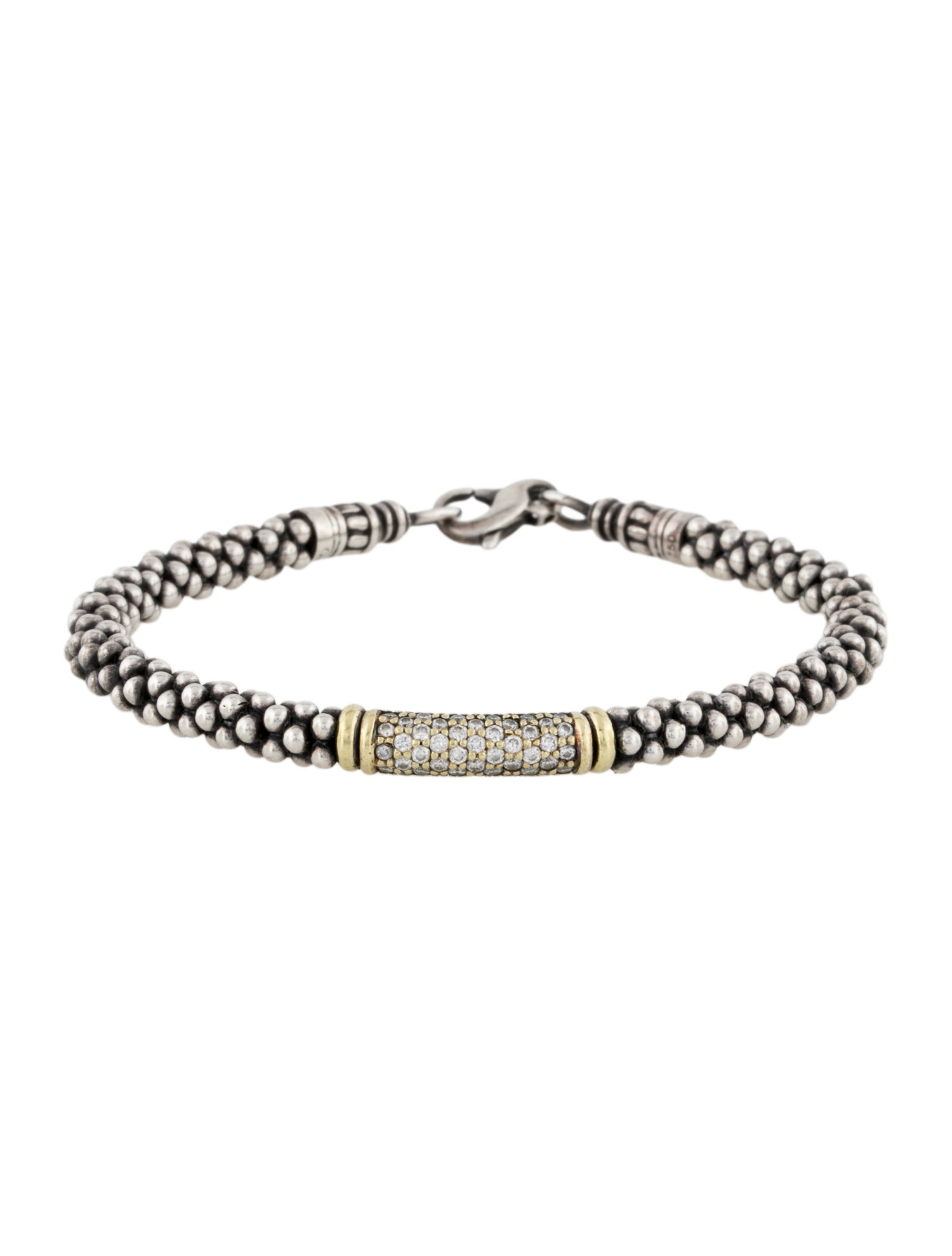 Lagos Two-Tone Diamond Caviar Bracelet