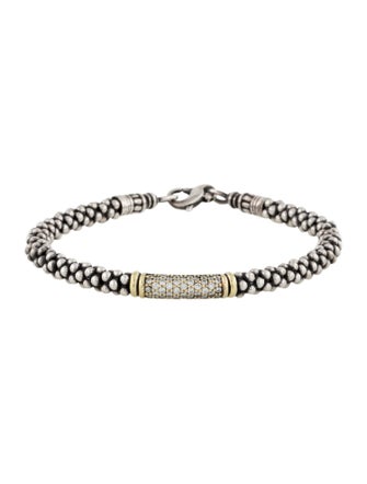 Lagos Two-Tone Diamond Caviar Bracelet