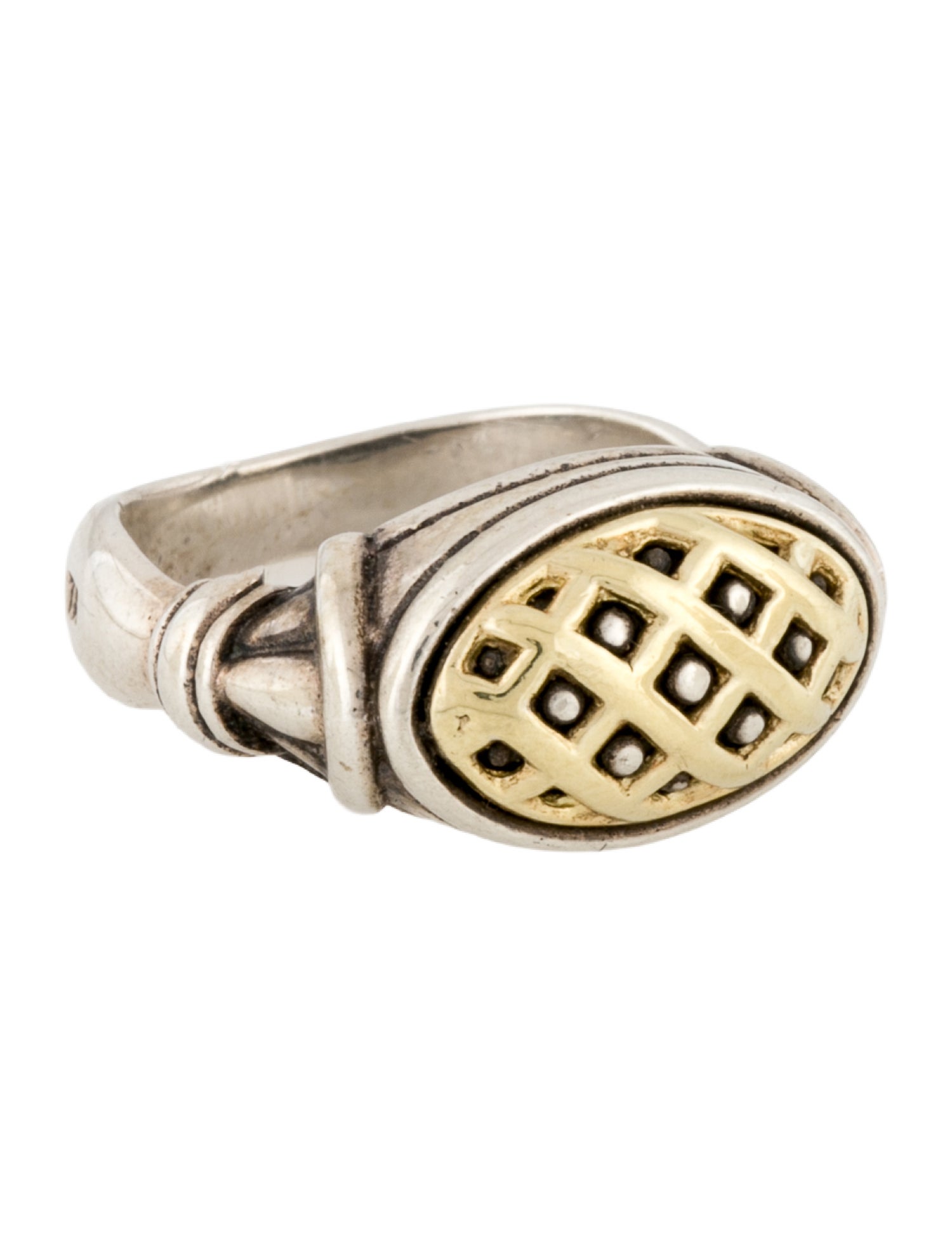 Lagos Two-Tone Signature Caviar Dome Lattice Ring