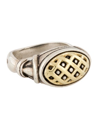 Lagos Two-Tone Signature Caviar Dome Lattice Ring