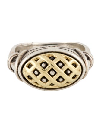Lagos Two-Tone Signature Caviar Dome Lattice Ring