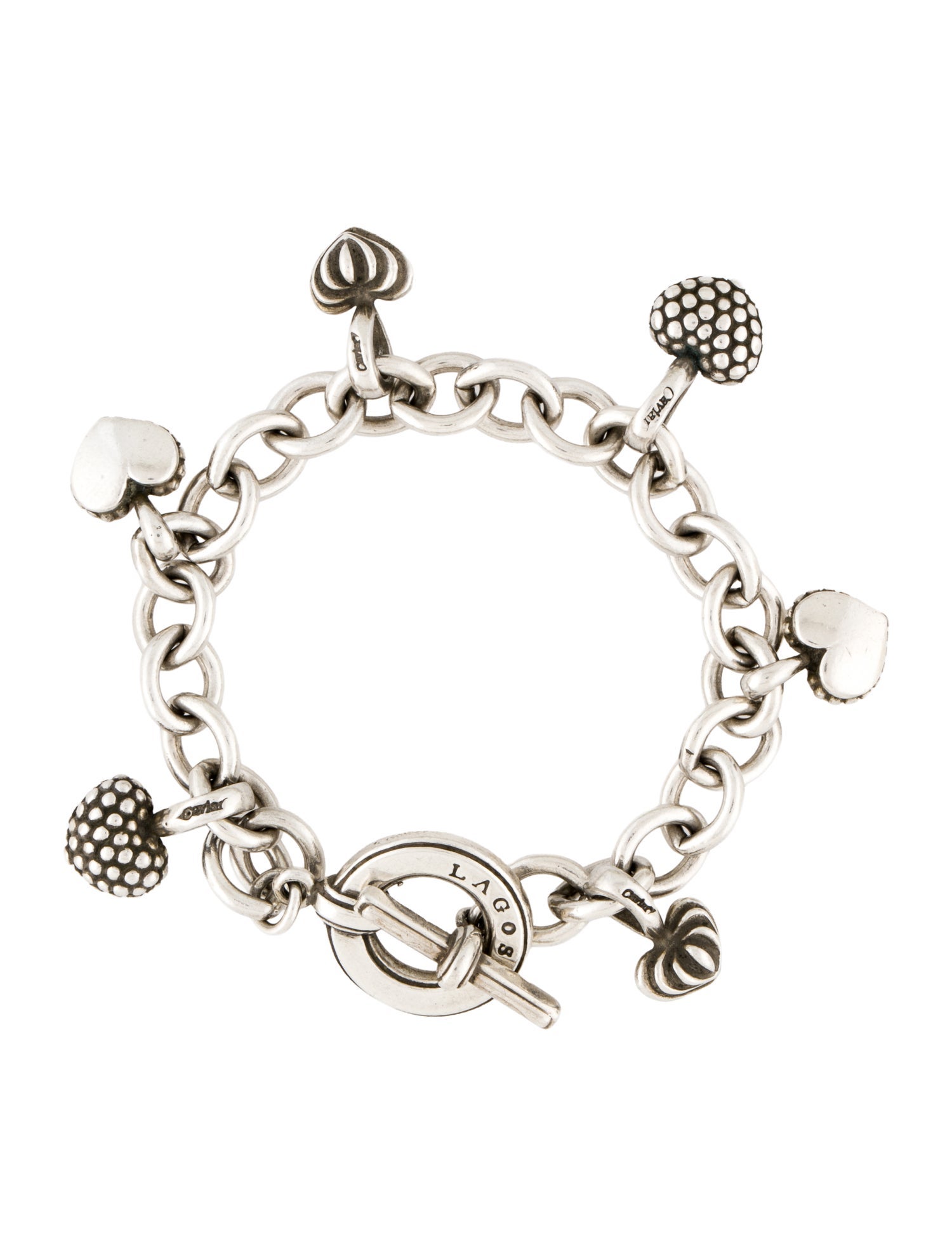 Lagos Caviar Heart Charm Toggle Bracelet