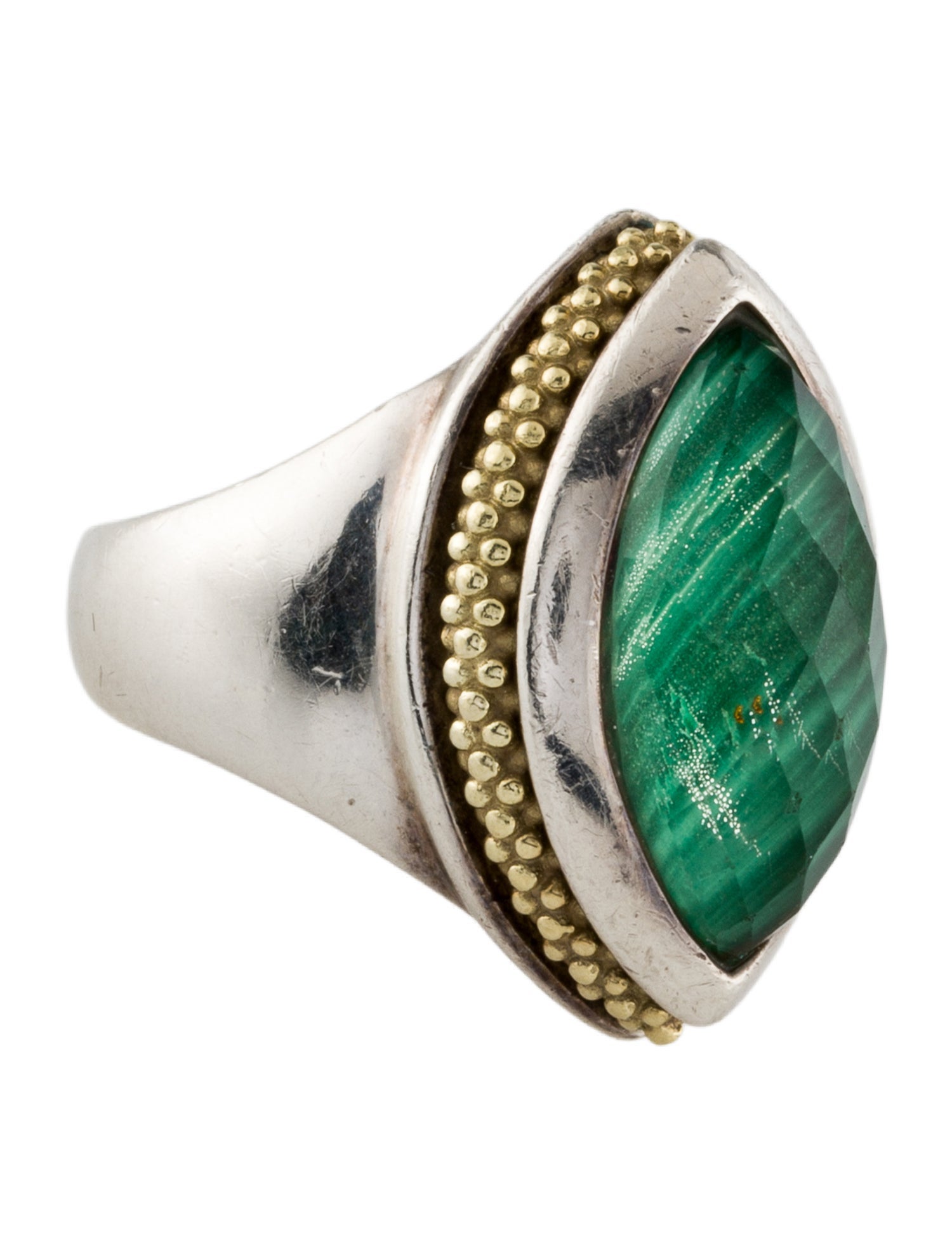 Lagos Passion Malachite Doublet Marquise Ring
