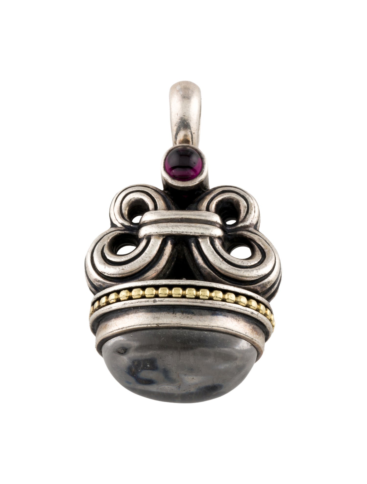 Lagos Quartz & Rhodolite Caviar Fob Pendant