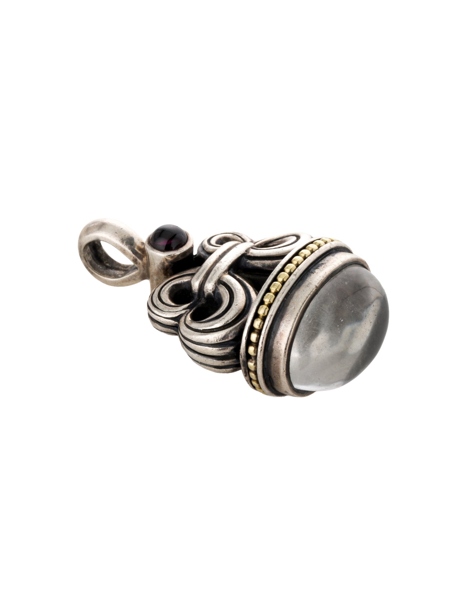 Lagos Quartz & Rhodolite Caviar Fob Pendant