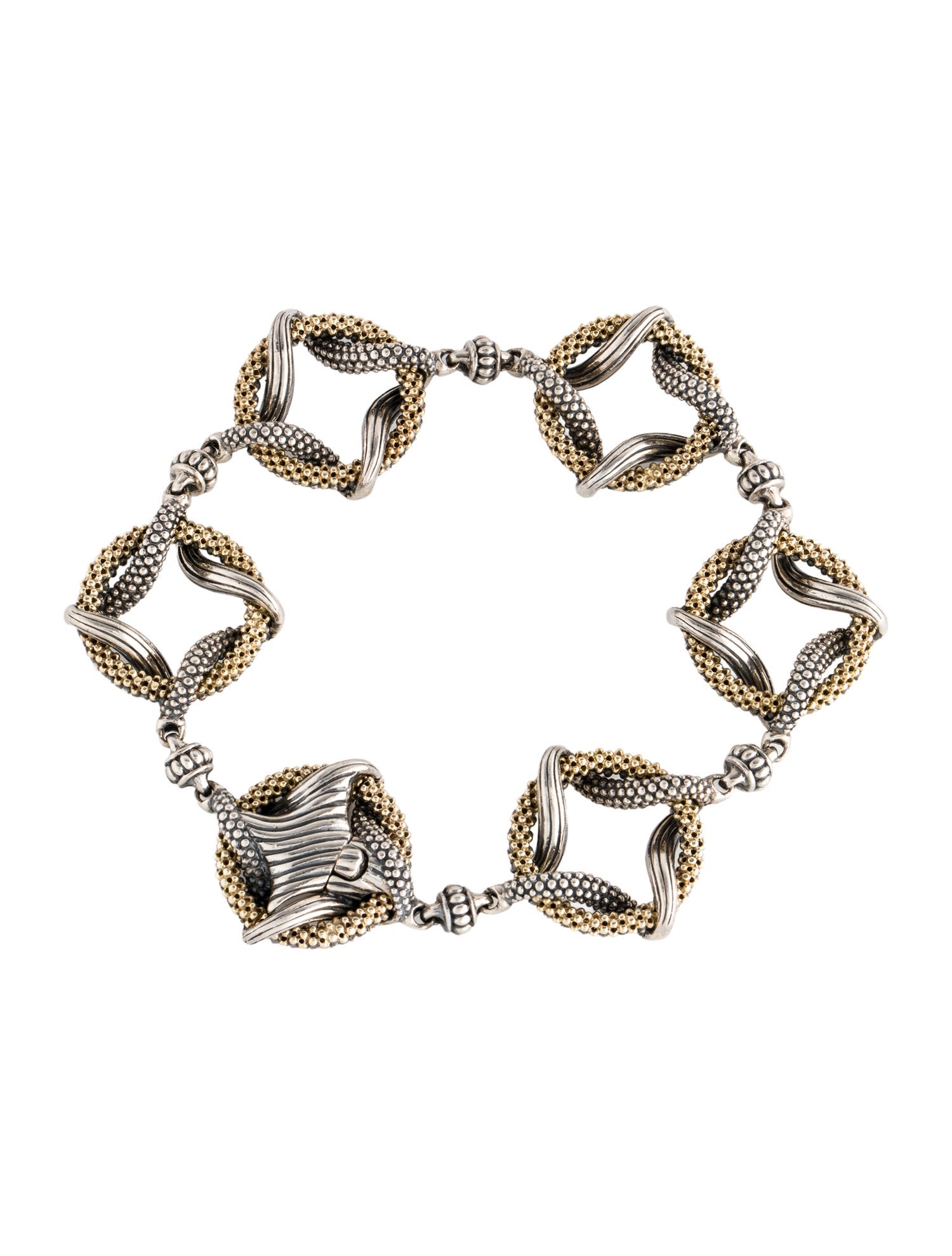 Lagos Two-Tone Beaded Circle Link Bracelet