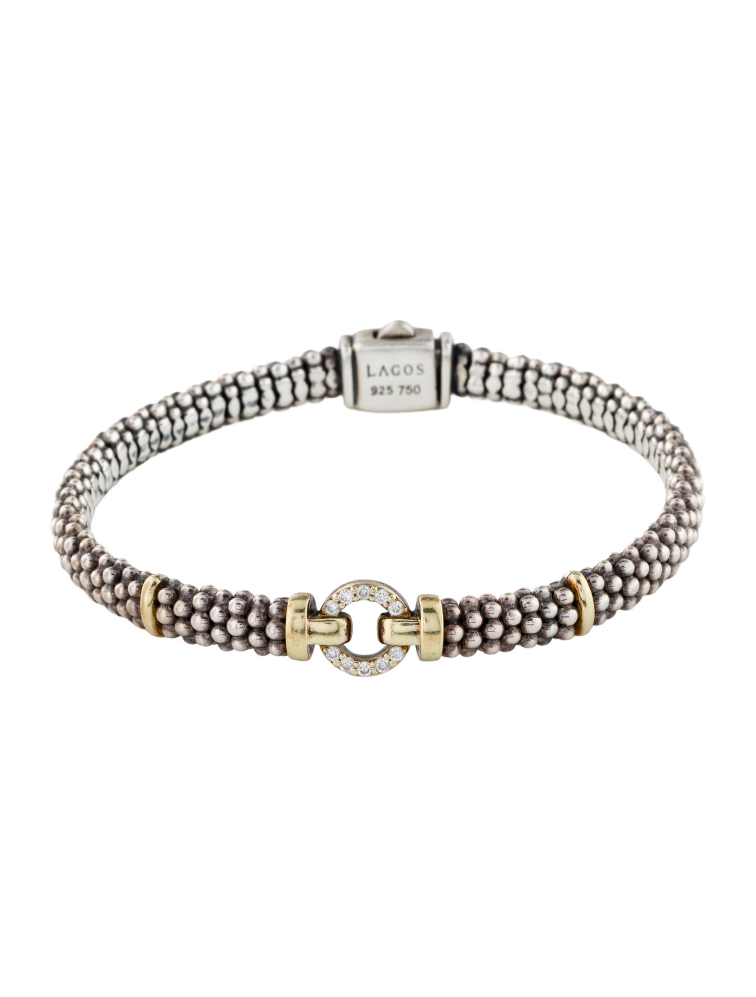 Lagos Diamond Caviar Enso Bangle Bracelet